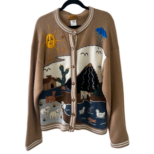 Vintage Sunflower Valley Alpaca Cardigan Size M